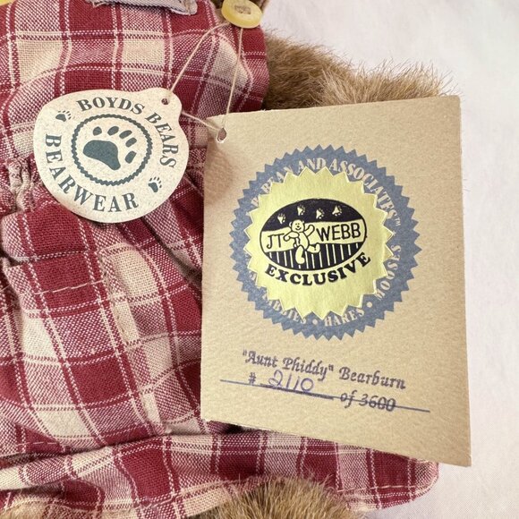 NWT Boyds Aunt Phiddy Bearburn Teddy Bear Plush Brown Jointed LTD 11" 2110/3600 - Picture 5 of 10